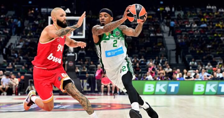 Lorenzo Brown in action against Olympiacos at Euroleague Final Four in Abu Dhabi 2025.