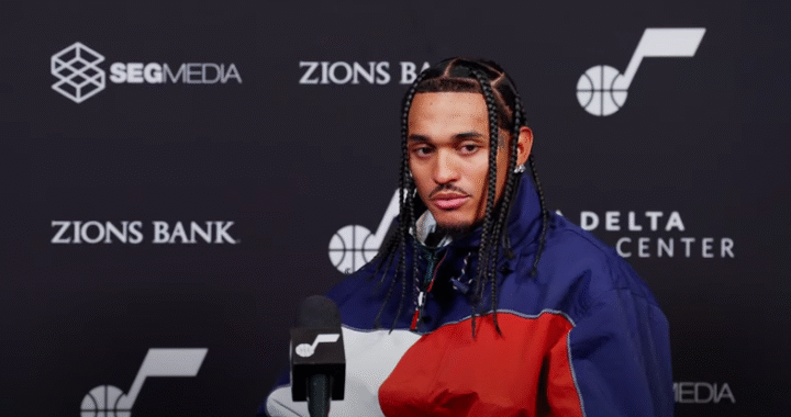 Jordan Clarkson talking at the 2025 End of Season Media Availability