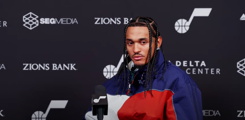 Jordan Clarkson talking at the 2025 End of Season Media Availability