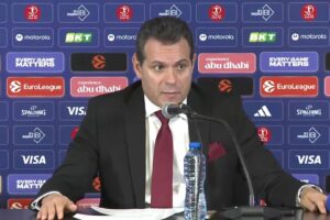Hapoel Tel Aviv - Dimitris Itudis na pres konferenciji nakon duela sa Makabi Tel Avivom, 8.10.2025.