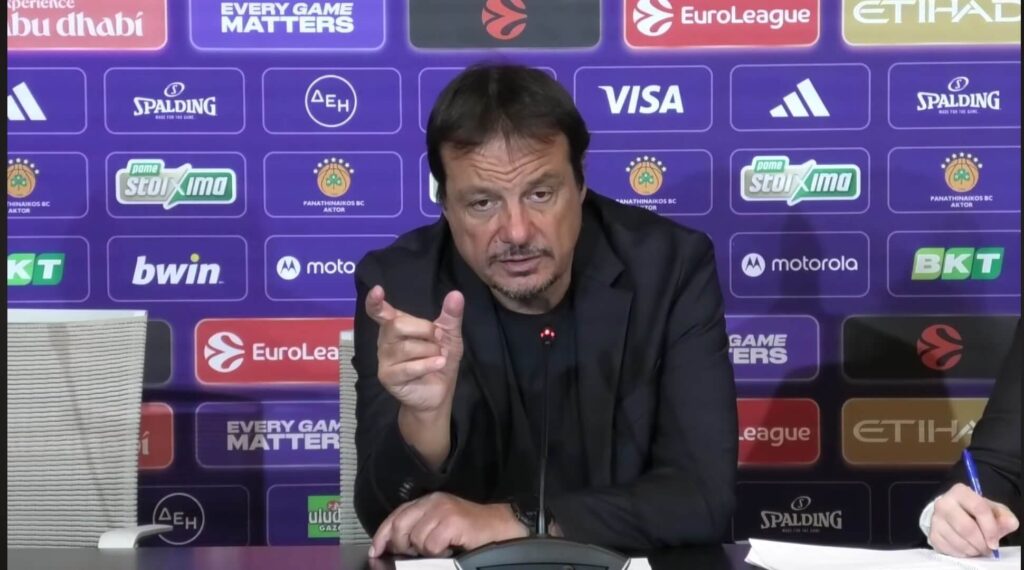 Ergin Ataman, trener KK Panatinaikos ( KK PAO ) na pres konferenciji nakon meča sa Partizanom, 25.11.2025.