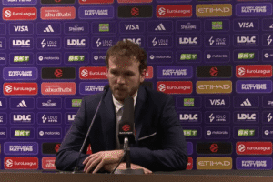 trener KK Asvel Pjerik Pupe nakon meča sa ekipom Partizana, 14.11.12025.