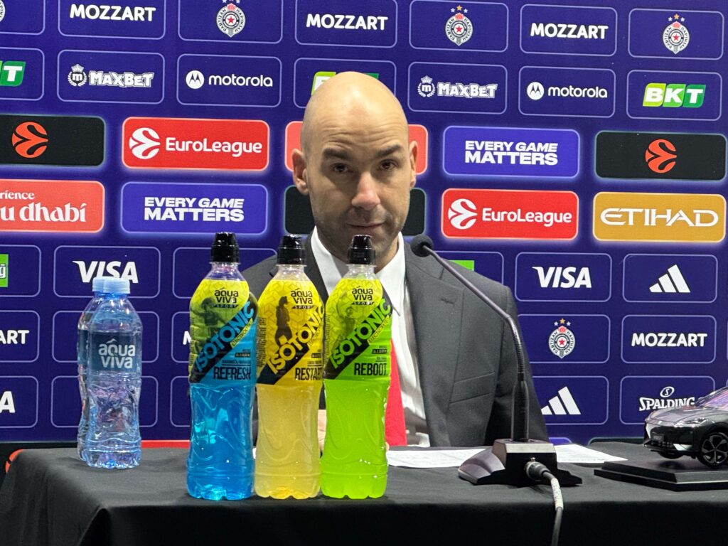 Vasilis Spanulis - trener KK Monako na pres konferenciji nakon meča sa Partizanom, 11.11.2025.