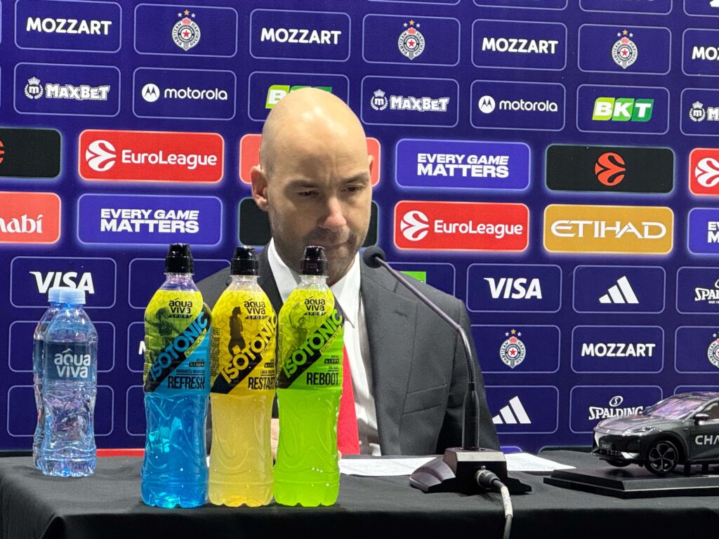 Vasilis Spanulis - trener KK Monako na pres konferenciji nakon meča sa Partizanom, 11.11.2025.