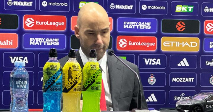 Vasilis Spanulis - trener KK Monako na pres konferenciji nakon meča sa Partizanom, 11.11.2025.