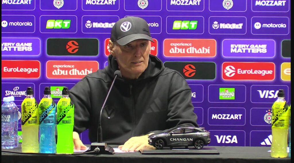 Trener KK Virtus Bolonja Duško Ivanović na pres konferenciji nakon utakmice sa ekipom Partizana, 17.12.2025.