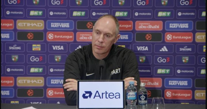 Trener KK Partizan Mirko Ocokoljić na pres konferenciji nakon meča sa ekipom Žalgirisa, 19.12.2025.