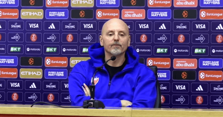 trener KK Crvena zvezda Saša Obradović na pres konferenciji nakon utakmice sa Hapoel Tel Avivom, 16.12.2025.