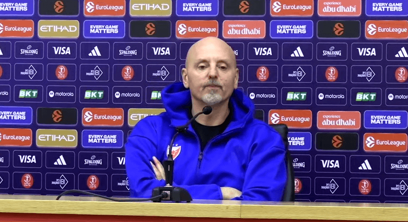 trener KK Crvena zvezda Saša Obradović na pres konferenciji nakon utakmice sa Hapoel Tel Avivom, 16.12.2025.